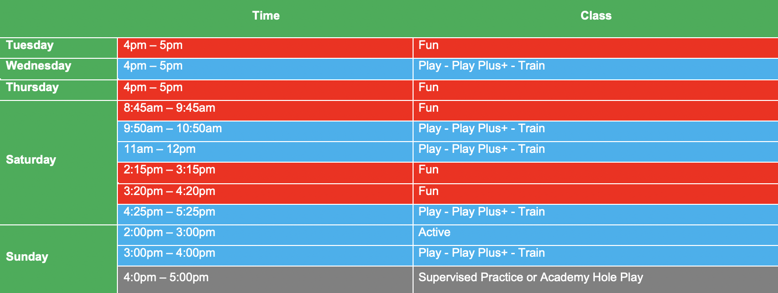 Timetable